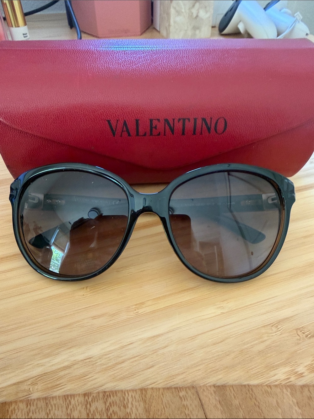 Valentino Brown Round Gradient Lens Women's Sunglasses